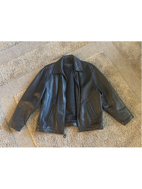 Men's WINLIT Black Leather Jacket L